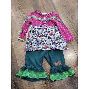 Matilda Jane Purple Floral Outfit Long Sleeve with Ruffle‎ Pants 12 months #6